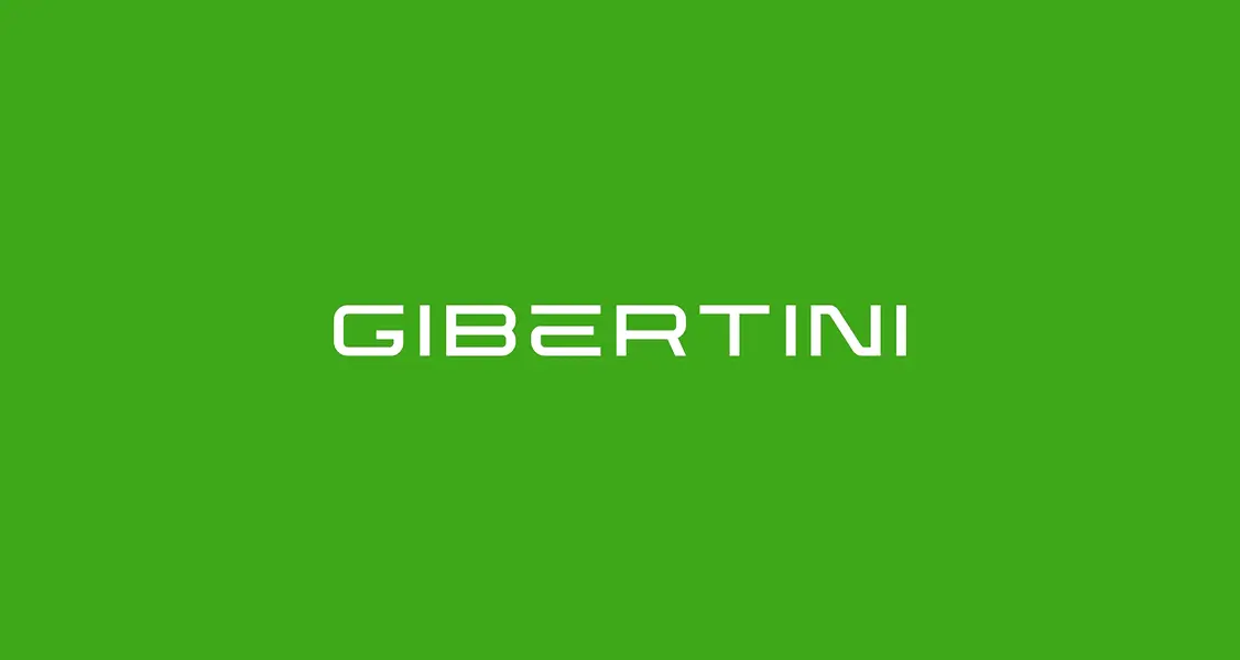 Monochrome version of the Gibertini logo, white on green